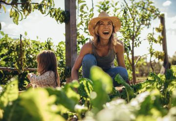 mother and daughter gardening