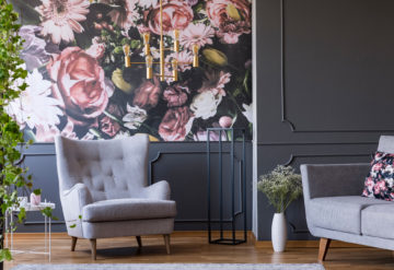 floral wallpaper living room
