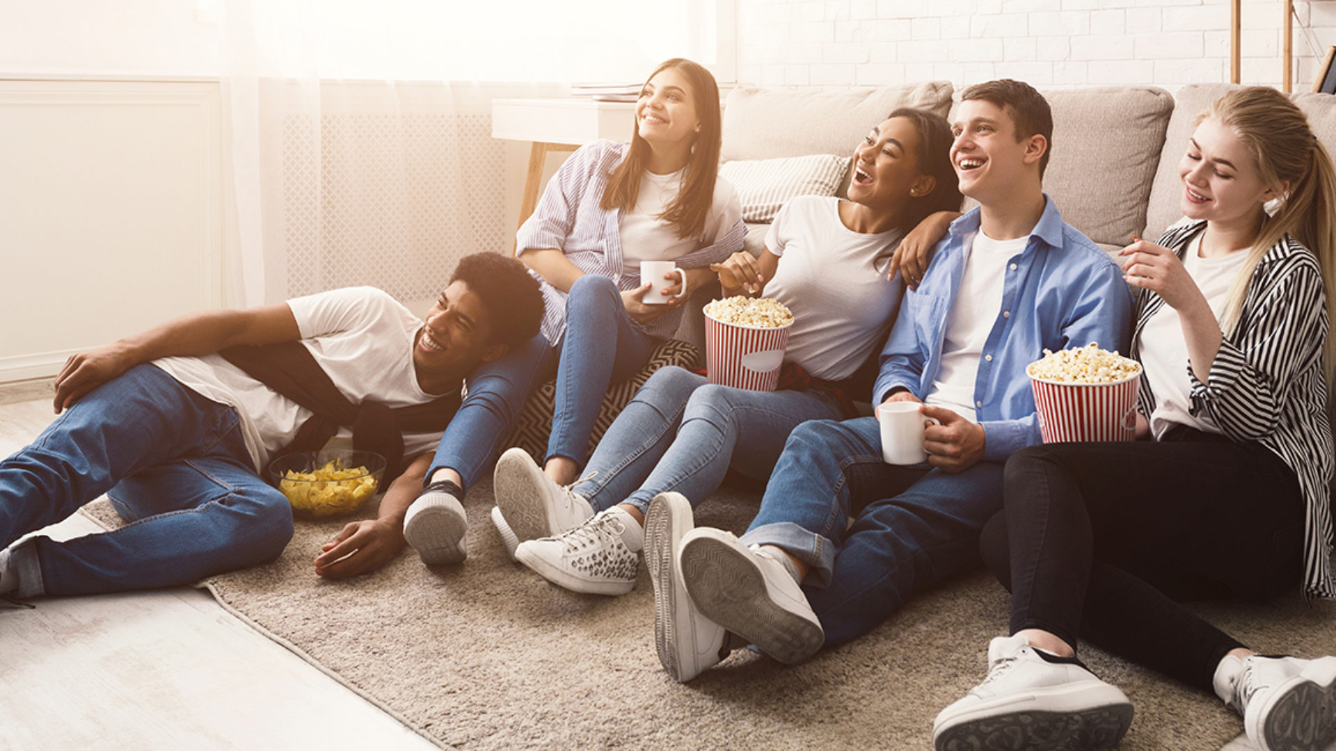 family watching tv