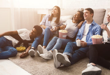 family watching tv