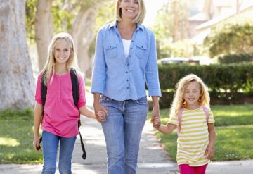 Walking kids to school