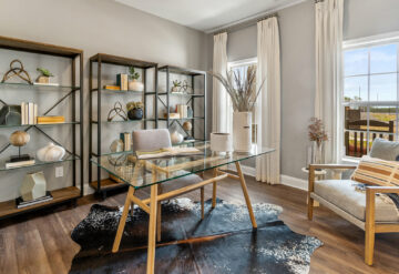 bookshelf styling Lennar home office