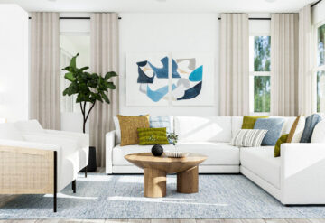 Get the Look Crisp Denim and Olive living room