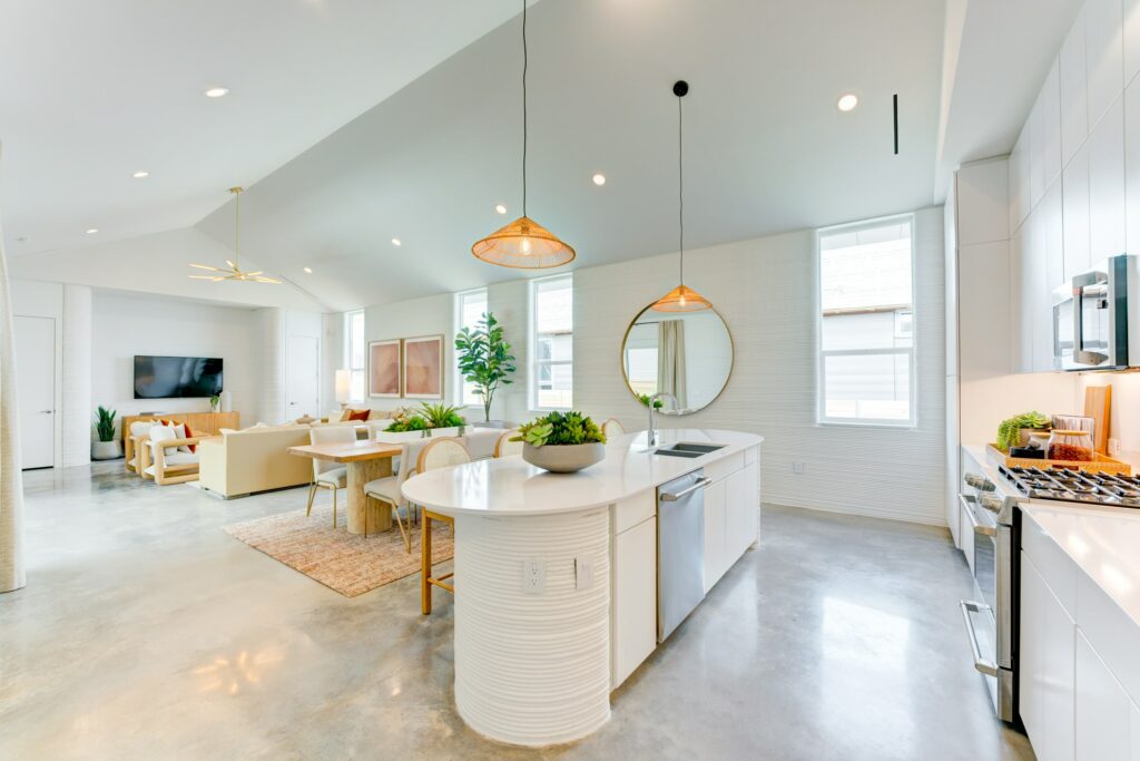 Lennar 3D-printed homes ICON Wolf Ranch living room