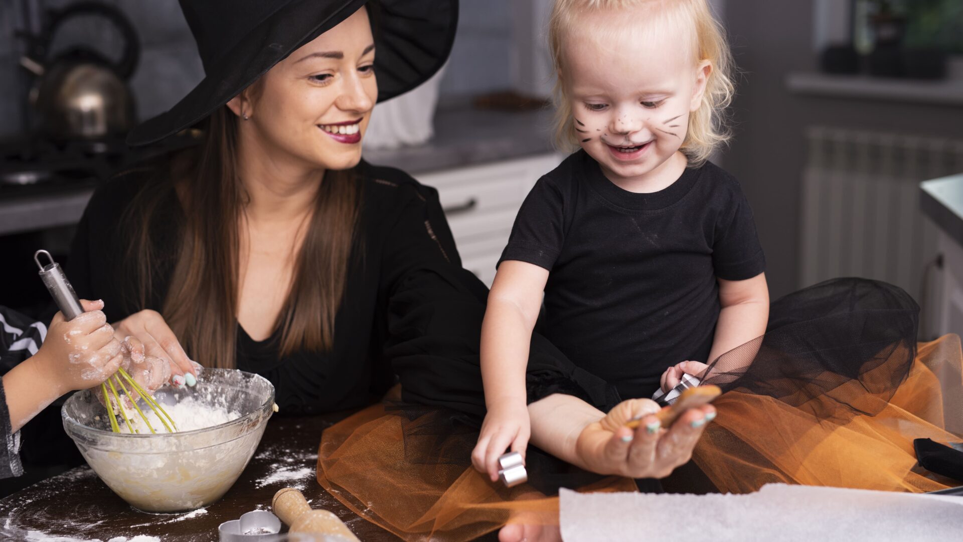 Mother Daughter Baking Cookies Halloween