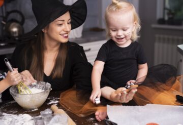 Mother Daughter Baking Cookies Halloween