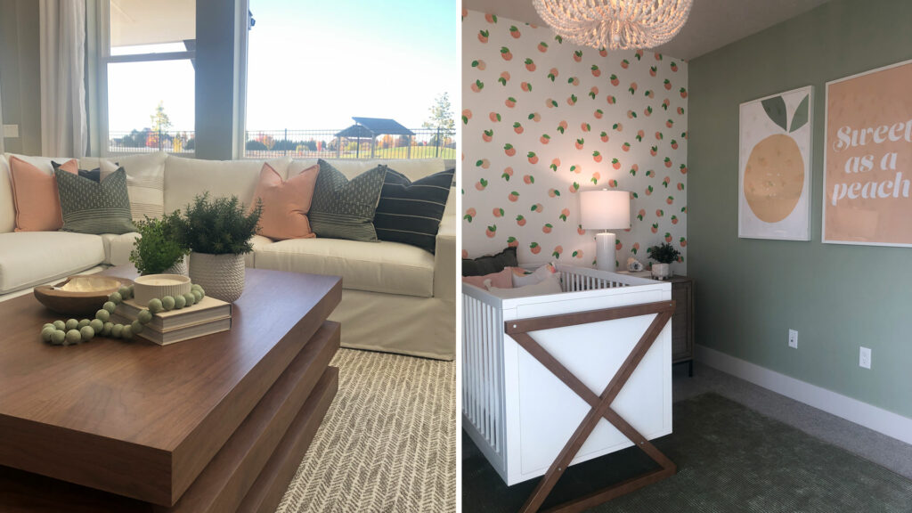Peach Fuzz Prevail model home decor