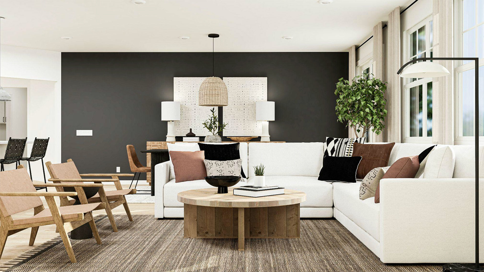 Lennar refined organic living-room white sectional sofa